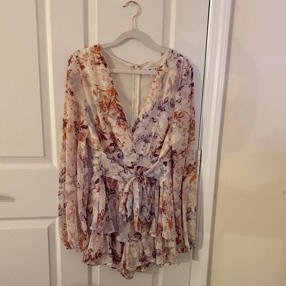 Floral V-Neck Wrap Romper Worn Once
